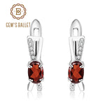 Red Garnet Clip Earrings 1.14Ct 925 Silver Oval Gemstone Fine Jewelry