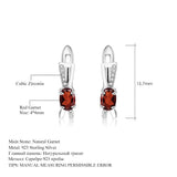 Red Garnet Clip Earrings 1.14Ct 925 Silver Oval Gemstone Fine Jewelry