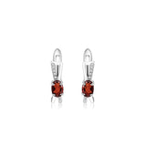 Red Garnet Clip Earrings 1.14Ct 925 Silver Oval Gemstone Fine Jewelry