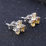 Sterling Silver Clover Stud Earrings & Citrine Heart Earrings Set