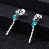 Green Agate Tassel Dangle Earrings 925 Sterling Silver Fine Jewelry
