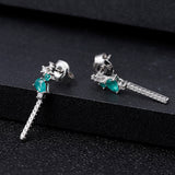 Green Agate Tassel Dangle Earrings 925 Sterling Silver Fine Jewelry