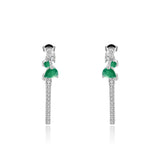 Green Agate Tassel Dangle Earrings 925 Sterling Silver Fine Jewelry