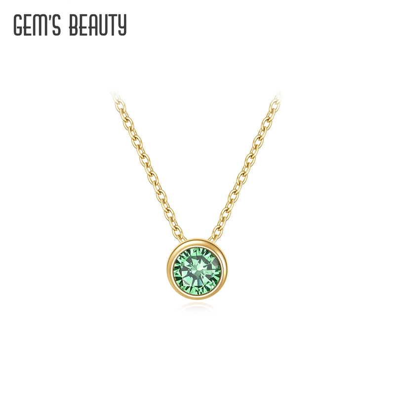 Round Birthstone Pendant Necklace for Women Girl
