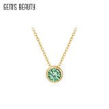 Round Birthstone Pendant Necklace for Women Girl