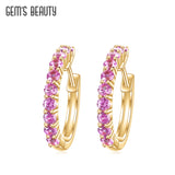 GEM'S BEAUTY 14K Filled Silver Hoop Earrings Dark Emerald Diamond