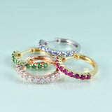 GEM'S BEAUTY 14K Filled Silver Hoop Earrings Dark Emerald Diamond