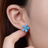 GEM'S BEAUTY 14K Rose Filled Sterling Silver Created Turquoise Stud Earrings