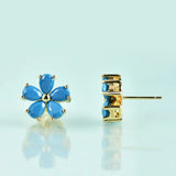 GEM'S BEAUTY 14K Rose Filled Sterling Silver Created Turquoise Stud Earrings