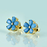 GEM'S BEAUTY 14K Rose Filled Sterling Silver Created Turquoise Stud Earrings