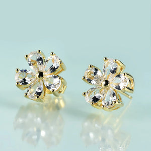 Lab Sapphire Stud Earrings for Women, Romantic Gift, Flower Earring