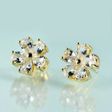 Lab Sapphire Stud Earrings for Women, Romantic Gift, Flower Earring