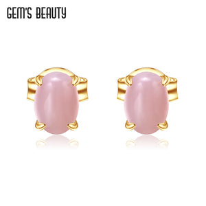 18K Filled 925 Silver Pink Opal Studs Earring for Women