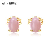 18K Filled 925 Silver Pink Opal Studs Earring for Women