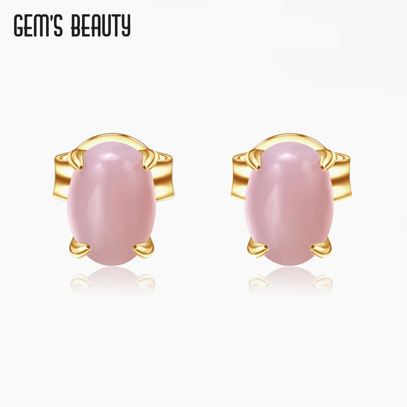 18K Filled 925 Silver Pink Opal Studs Earring for Women
