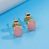18K Filled 925 Silver Pink Opal Studs Earring for Women