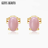 18K Filled 925 Silver Pink Opal Studs Earring for Women