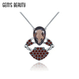 GEM'S BEAUTY Smoky Quartz Pendant Necklace 925 Sterling Silver Vintage