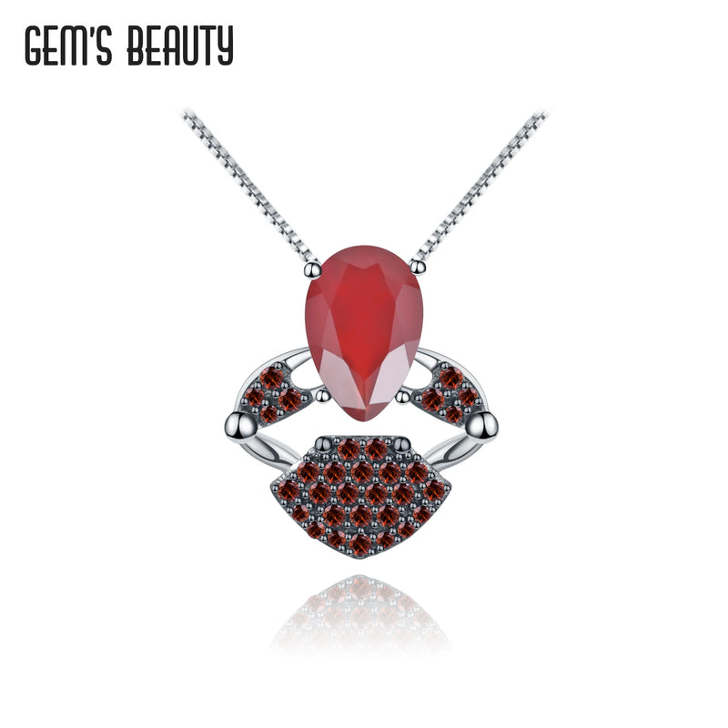 GEM'S BEAUTY Vintage Red Agate Pendant Necklace