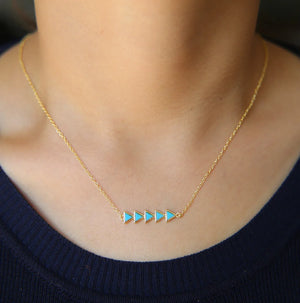 Turquoise Arrow Charm Necklace 925 Sterling Silver Geometric Triangle