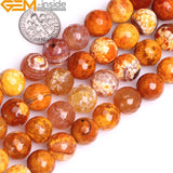 Natural Round Faceted Crackle Agate Beads 15inches DIY Necklace