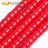 4X6MM Red Coral Rondelle Shape Stone Beads 15" Strand