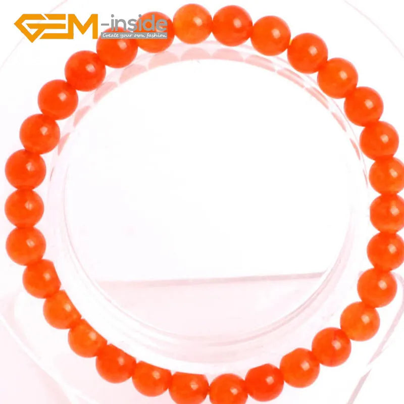 Orange Jade Beaded Stretchy Bracelet for Women Wholesale