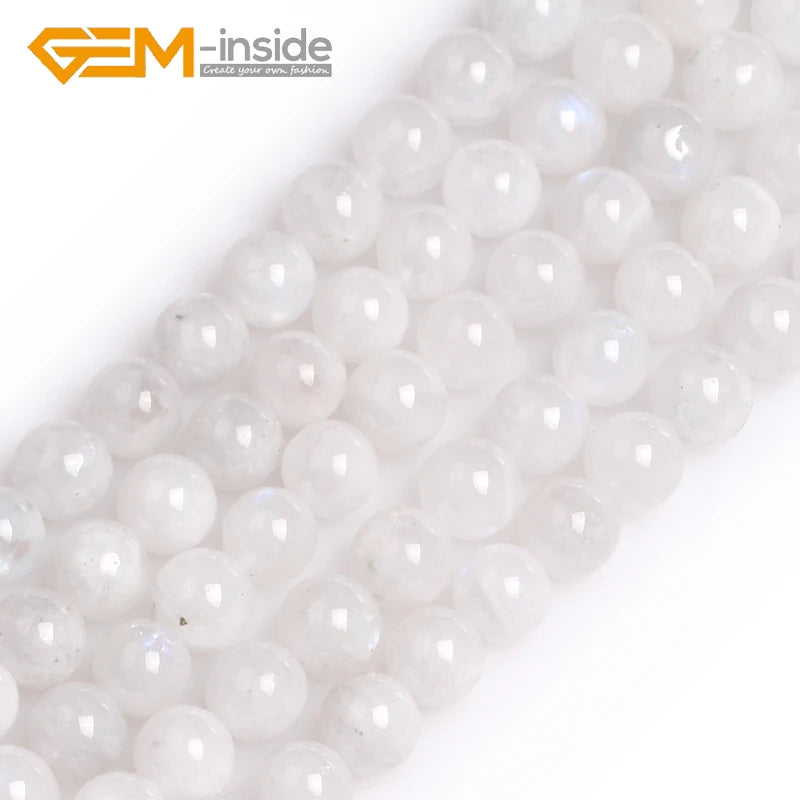 Moonstone Round Beads for Jewelry Making DIY 15" Strand