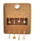 8PCS Rhinestone Moon Lightning Earrings Set For Women