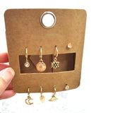 8PCS Rhinestone Moon Lightning Earrings Set For Women