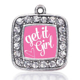 Get It Girl Circle Charm Antique Silver Plated Jewelry