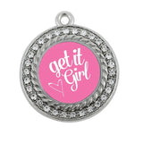 Get It Girl Circle Charm Antique Silver Plated Jewelry