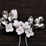 Bride Wedding Crystal Leaf Flower Hair Pins Hair Sticks Women Bridal Veil Jewelr