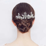 Bride Wedding Crystal Leaf Flower Hair Pins Hair Sticks Women Bridal Veil Jewelr