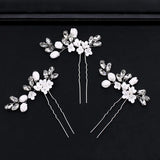 Bride Wedding Crystal Leaf Flower Hair Pins Hair Sticks Women Bridal Veil Jewelr