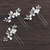 Bride Wedding Crystal Leaf Flower Hair Pins Hair Sticks Women Bridal Veil Jewelr