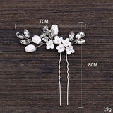 Bride Wedding Crystal Leaf Flower Hair Pins Hair Sticks Women Bridal Veil Jewelr
