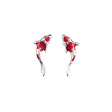 GEZENCA S925 Silver Dripping Copal Small Koi Earrings, Lucky Earring Party