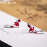 GEZENCA S925 Silver Dripping Copal Small Koi Earrings, Lucky Earring Party