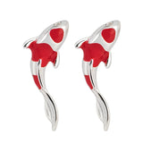 GEZENCA S925 Silver Dripping Copal Small Koi Earrings, Lucky Earring Party