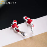 GEZENCA S925 Silver Dripping Copal Small Koi Earrings, Lucky Earring Party