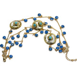 GG Jewelry 3 Rows Keshi Coin Pearl Golden Turquoise Enamel Chain Bracelet