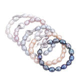 Pink Gray Purple Rice Pearl Bracelet for Women