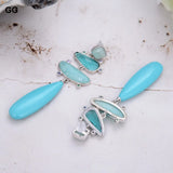 Turquoise Green Amazonite Crystal Teardrop Stud Earrings
