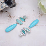 Turquoise Green Amazonite Crystal Teardrop Stud Earrings