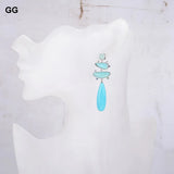 Turquoise Green Amazonite Crystal Teardrop Stud Earrings