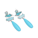 Turquoise Green Amazonite Crystal Teardrop Stud Earrings
