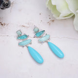 Turquoise Green Amazonite Crystal Teardrop Stud Earrings