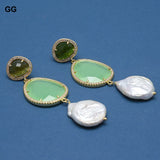 GG Keshi Pearl Green Crystal Earrings