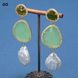 GG Keshi Pearl Green Crystal Earrings